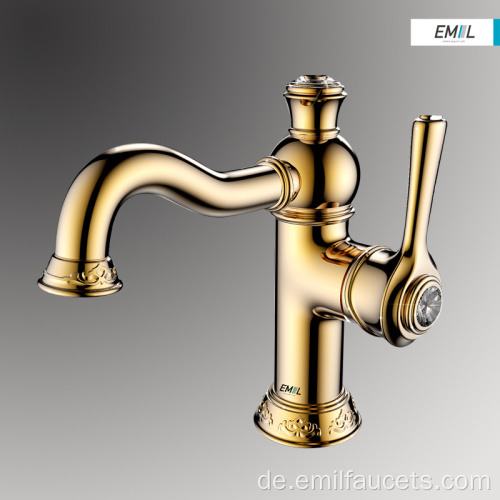 Gold Einhebel-Bad Messing Waschbecken Wasserhahn Armaturen